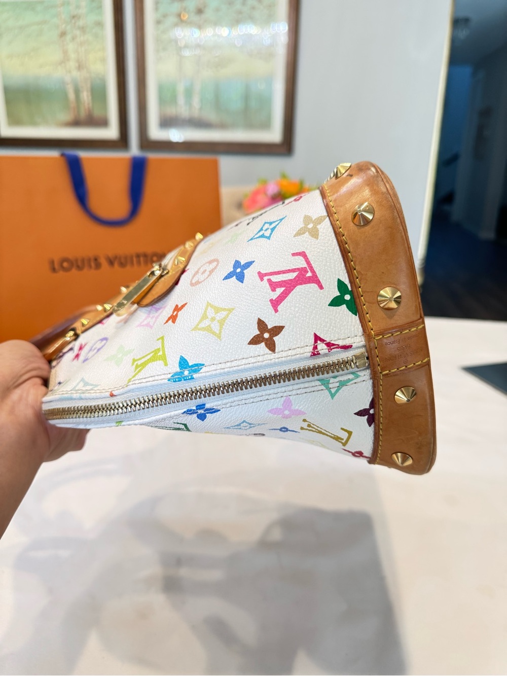Authentic Louis Vuitton White Multicolor Monogram Alma Bag - Picture 7 of 13